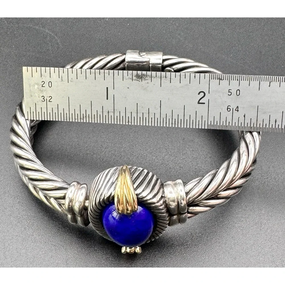 F.lli Menegatti 925 18K Italy Lapis Lazuli Cable Bracelet 47.85g Size 6 1/4